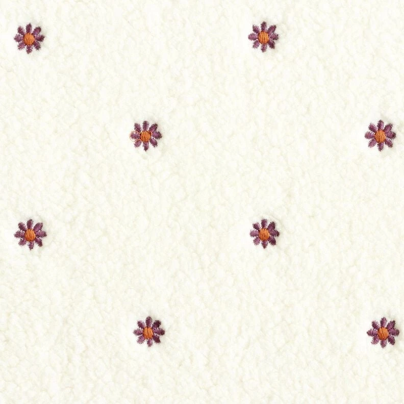 Ourson Petites fleurs brodées – écru/aubergine - Idéal pour Décoration pour enfants
