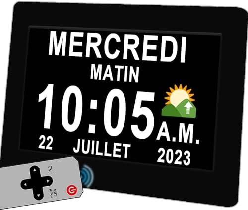 Véfaîî Amélioré 19 Alarmes Horloge Numérique, Automatique de L’Heure D’été, Réveil Murale Silencieux avec 20 Rappels Personnalisés pour Les Adultes et Les Enfants et la maladie d'Alzheimer
