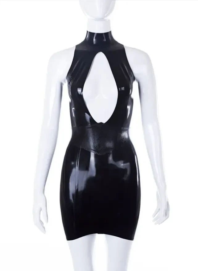 Mini-robe Laura avec ceinture en latex texturé peau de serpent