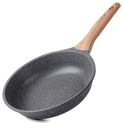 Poêle à Frire Antiadhésive 24CM, Casseroles en Pierre, Revêtement de Granit, Poêle à Omelette Casseroles à Induction. (Gris, 24CM)