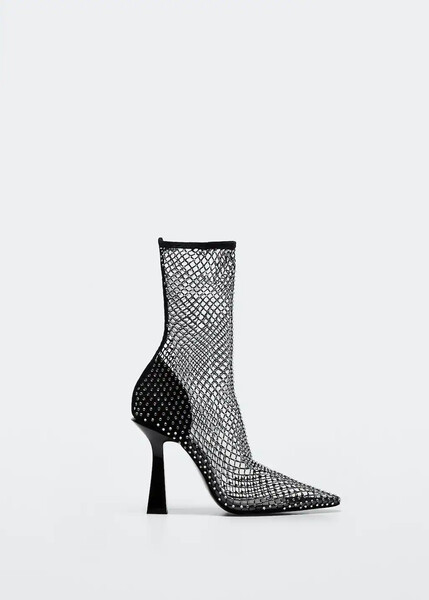 Bottines talon maille filet - Femme | Mango France