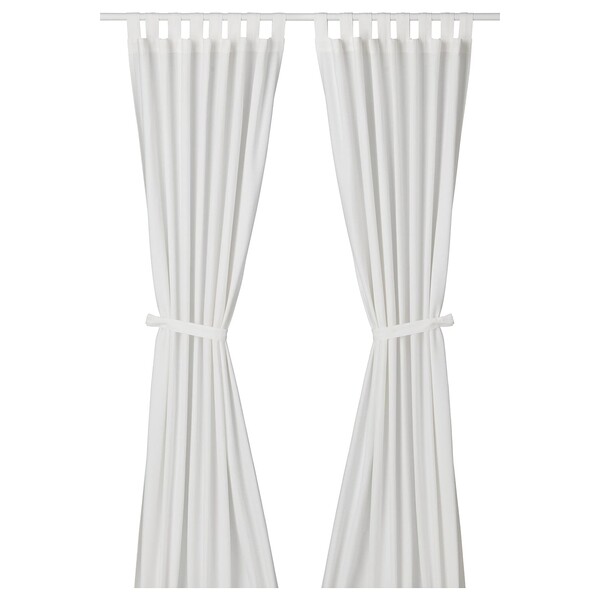 LENDA Rideaux+embrasses, 2 pcs - blanc 140x300 cm