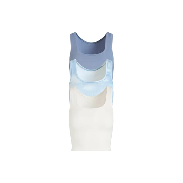 COTTON RIB TANK 3-PACK | BLUE QUARTZ CLOUD MULTI
