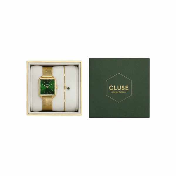 Achat Coffret Cluse La Tétragone CG10317 avec un bracelet en métal doré jaune