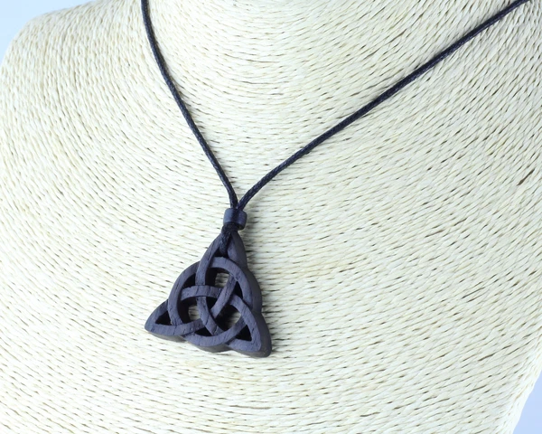 Celtic knot necklace Triquetra necklace Trinity necklace Wood necklace 5000 years old bog oak