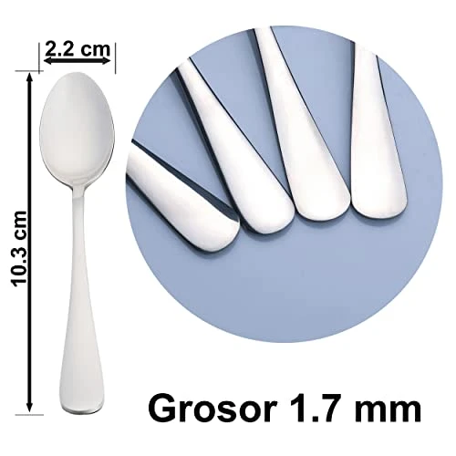 12 cuillères à Moka 10,3x2,2 cm en Acier Inoxydable Hautement Poli 18/0