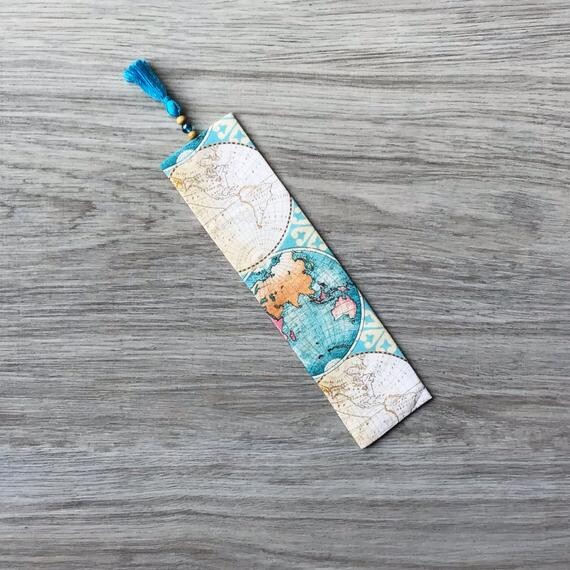 Atlas Print Bookmark avec perles, Tassle fait main et Stabilisateur