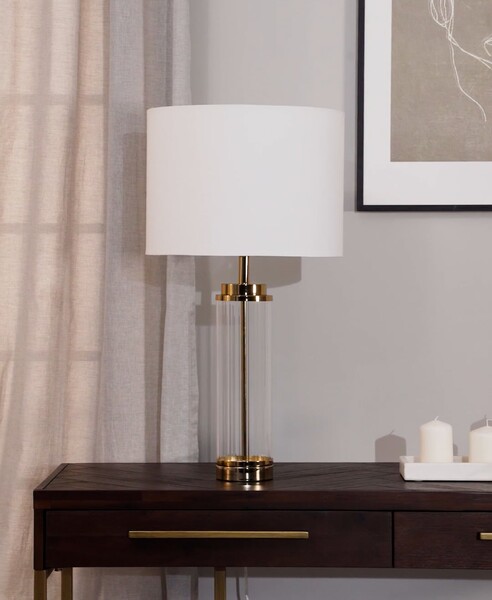 Grande lampe à poser blanc doré Gabor | WestwingNow