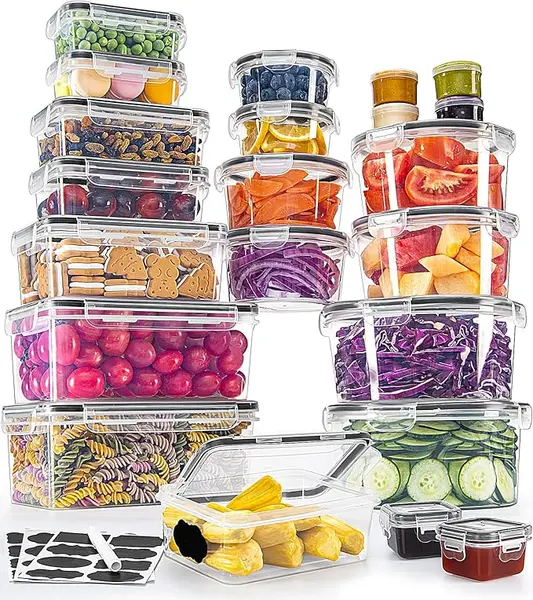 GoMaihe Lot de 44 boîtes de rangement hermétiques en avec couvercles (22 récipients, 22 couvercles) boite plastique alimentaire – Anti-fuite, passe au micro-ondes et au congélateur – Sans BPA