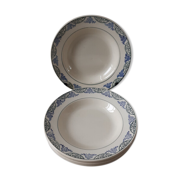 Lot de 6 assiettes creuses Moulin des Loups Terre de Fer années 30 fin XIXème | Selency