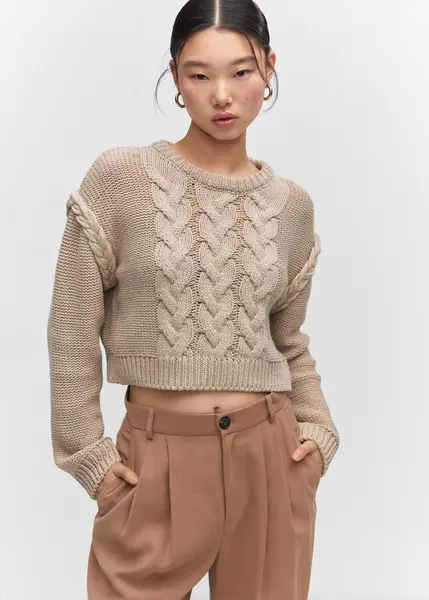 Pull-over maille tressée - Femme | Mango France