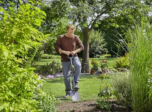 Gardena Bêche ErgoLine, Noir, Anthracite, Bleu Turquoise, Bêche à Bord Droit