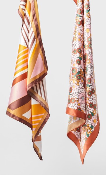 Pack 2 bandanas à rayures et fleurs