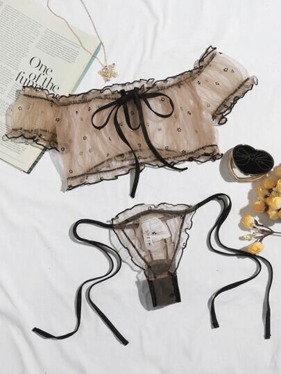 Ensemble de lingerie en tulle avec plis