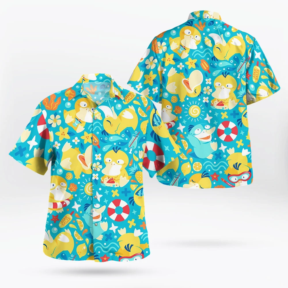 Psyduck Hawaiian Shirt - Men's Psyduck Button Up Shirt