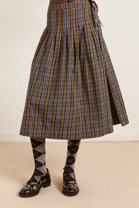 josie midi skirt - multi check