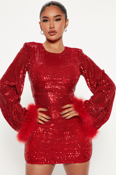 Lucy Sequin Mini Dress - Red