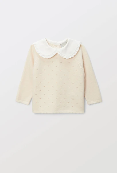 Pull à col claudine en maille pointelle