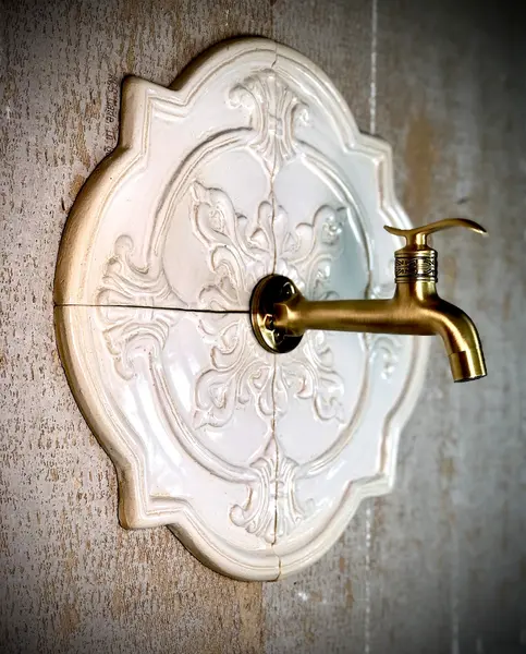 Decorative tiles for wall faucet . white vintage look, wall decor.
