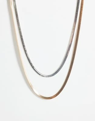 Accessorize - Lot de 2 colliers métalliques en maille serpent - Multicolore