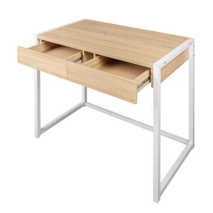 WOLTU Table de bureau en bois et acier, Bureau d’o