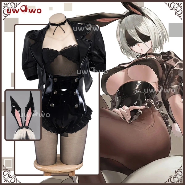 Uwowo Nier: Automata 2B Bunny Suit YoRHa No. 2 Type B Sheer Cosplay Costume