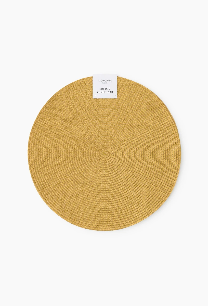 Lot de 2 - Sets de table rond doré, diamètre de 38cm, plastique