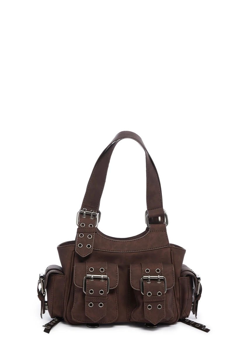 Current Mood Buckled Grommet Mini Handbag - Brown
