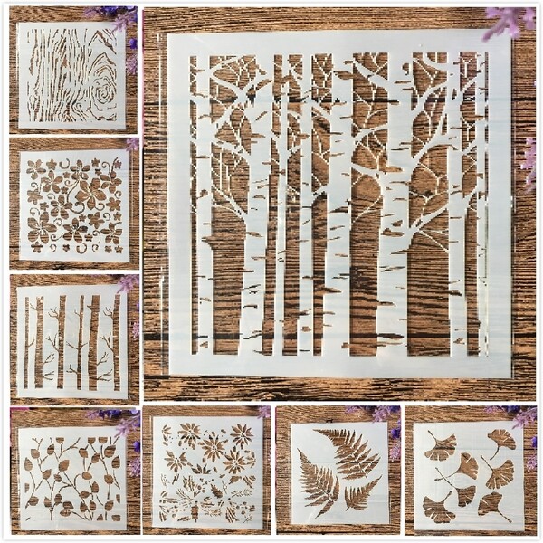 Ensemble 8 pièces 13cm arbre ginko stratifié avec feuilles, idéal pour peinture, bricolage, coloriage, scrapbooking, gaufrage, décoration d'albums,