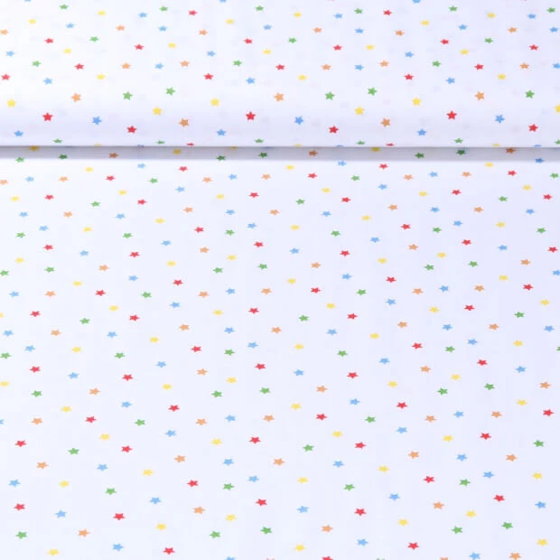 Popeline de coton - Etoiles colorées Blanc