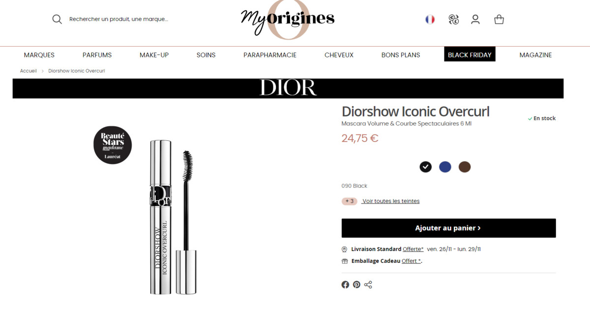 Mascara diorshow iconic Overcurl Noir
