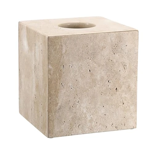 SUMNACON Travertin Boîte à mouchoirs carrée pour la maison, porte-papier toilette, boîte à mouchoirs pour salon, salle à manger, bureau, hôtel, restaurant carré