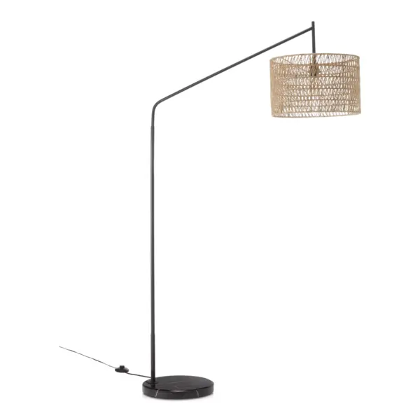 Floor Lamp with Hemp Rope Shade and Marble Base