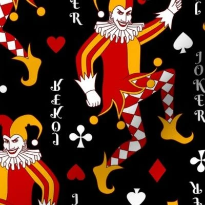 Joker card (medium scale, black) Fabric | Spoonflower