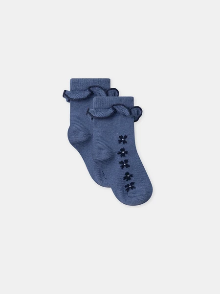Chaussettes bleues à fleurs et volants Bébé Fille