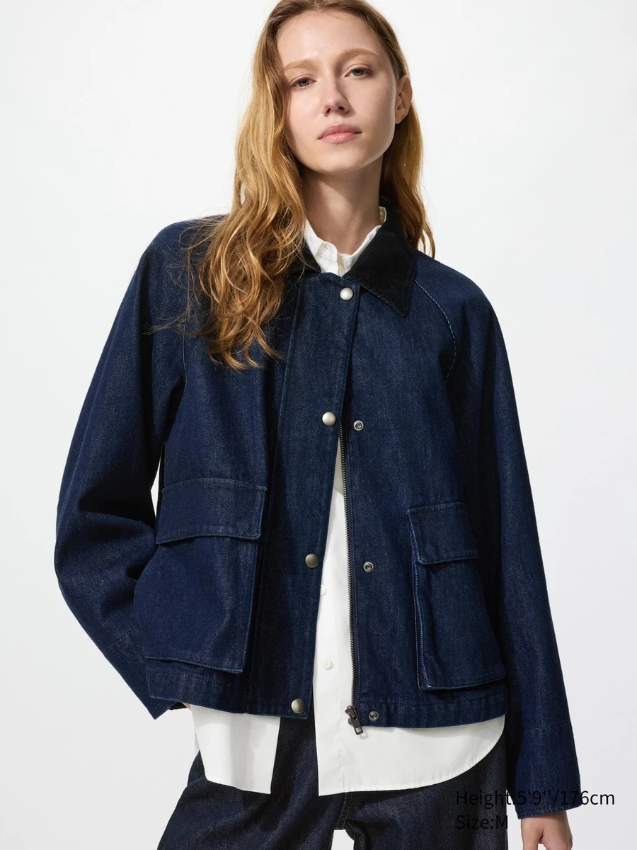 Womens Utility Short Jacket (Denim) | UNIQLO AT