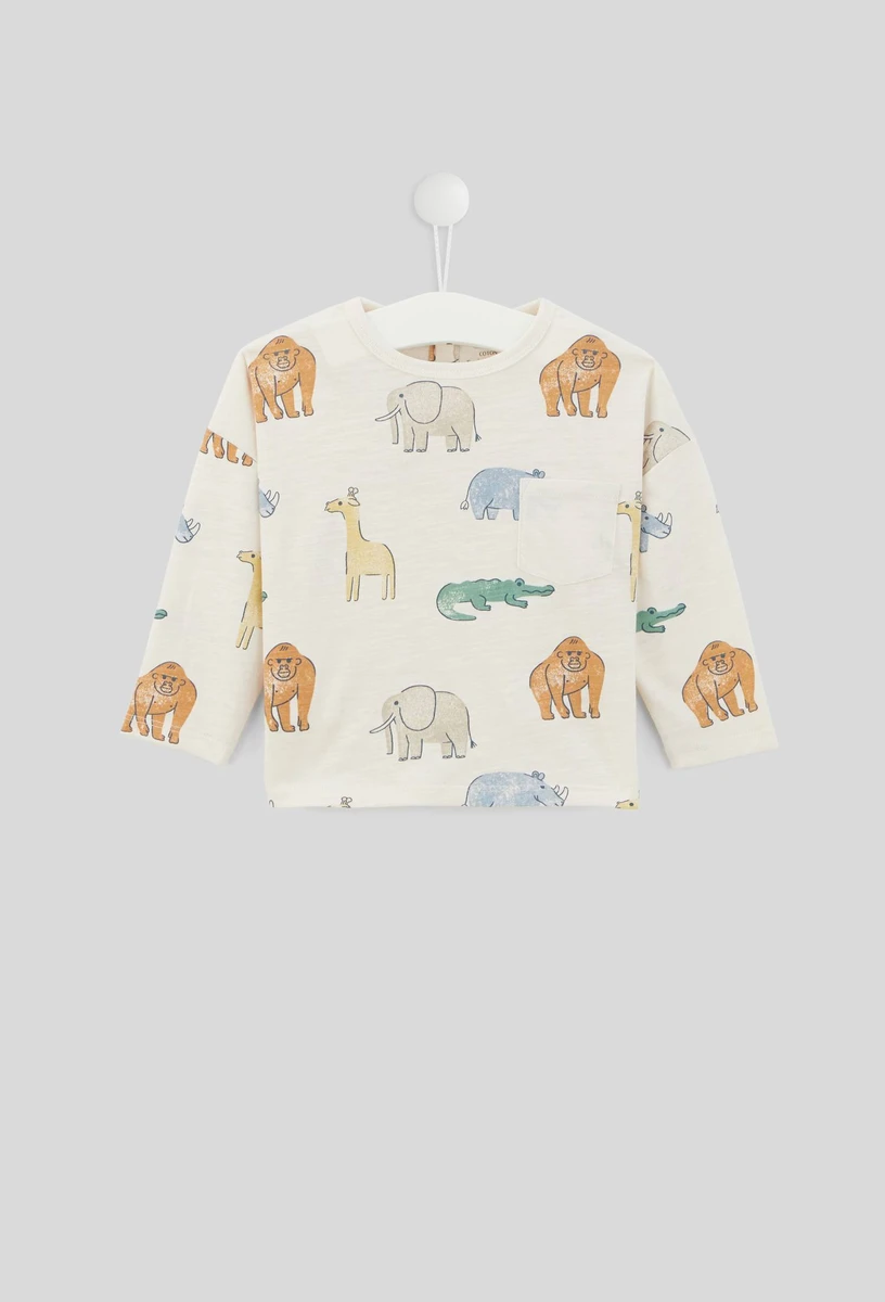 T-shirt manches longues imprimé en coton BIO GOTS