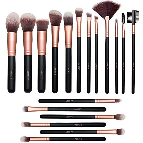 Pinceaux Maquillages 18 PCS Set Pinceaux Maquillage Rose Doré Pinceaux Maquillages Synthétiques Haut De Gamme pour fond De Teint Mélange Poudre pour Le Visage Blush Concealers Ombres à Paupières