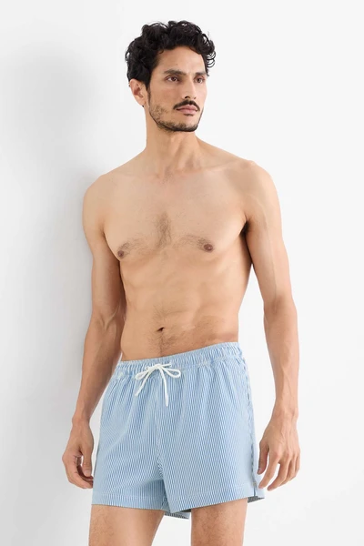 Short de bain - à rayures - texturé