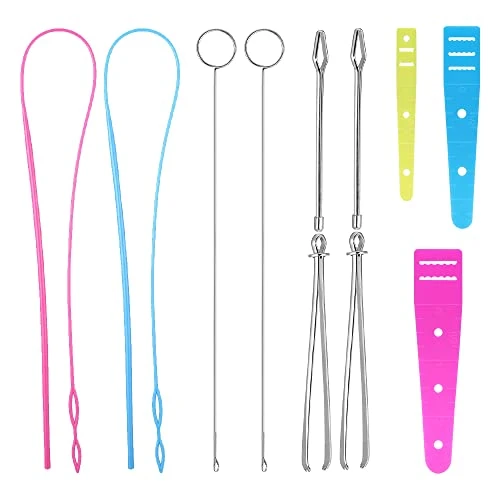 Neikafan 11 Pièces Outil Enfileur d'élastique Métal Enfile Cordon Flexible Boucle Couture d'enfileur Cordon plastique pour Broderie, Couture, Perlage, Bricolage, Tricotage, Etc.