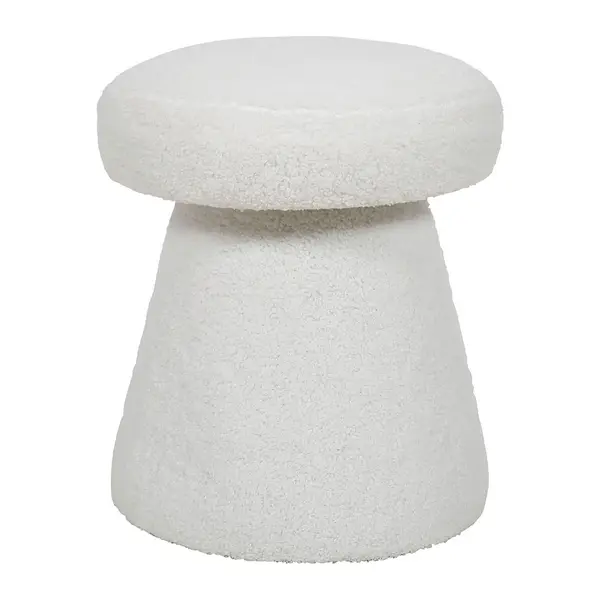 Tabouret bouclette FLORA blanc H42cm - Centrakor