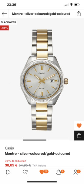 Montre Casio silver coloured / gold coloured