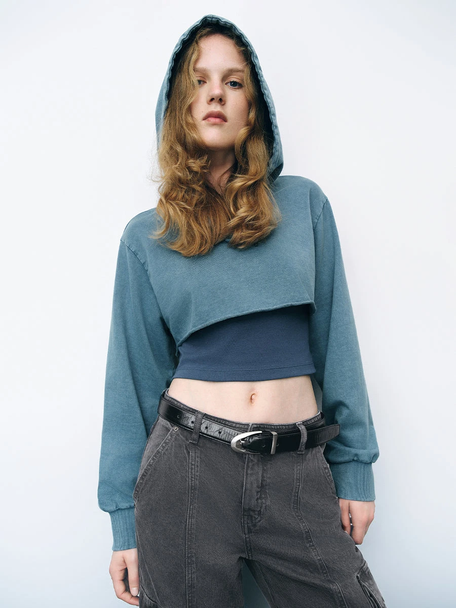 Cropped Hooded Skinny Sweatshirt