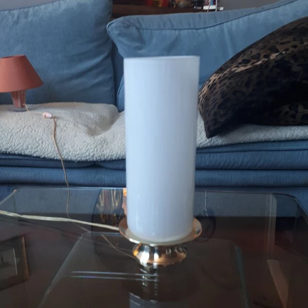 Veilleuse lampe bronze opaline design 1950