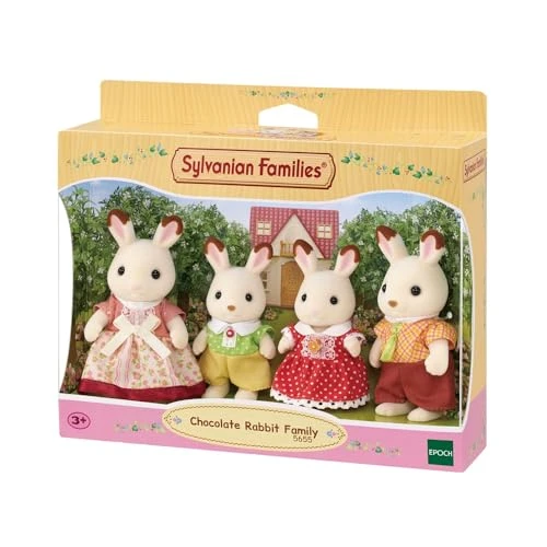 Sylvanian Families - La famille Lapin Chocolat - Set 4 figurines - Plongez dans l'univers de la famille Sylvanian - Figurines animaux miniatures - Jouet enfant 3 ans et + - 5655