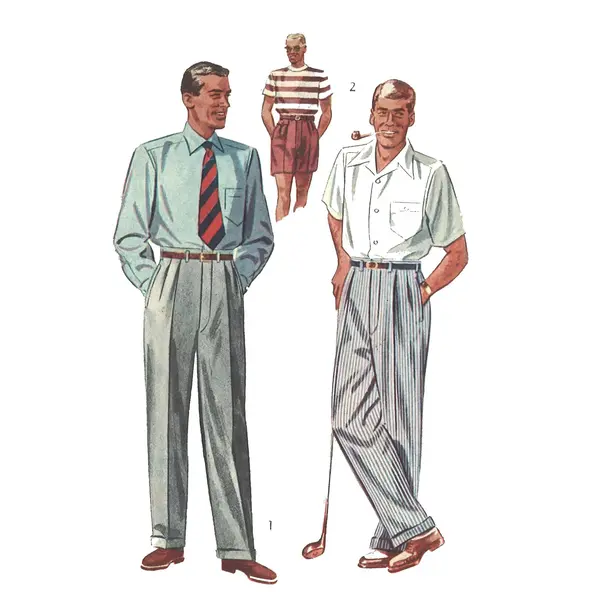 Modèle de couture des années 1950 : Pantalons pour hommes - Pantalons Slacks Shorts - Multi-tailles