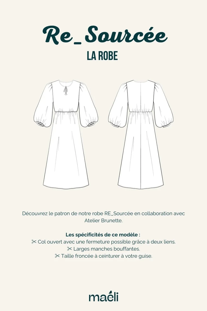 Patron La robe, RE_Sourcée ATELIER BRUNETTE X MAÉLI