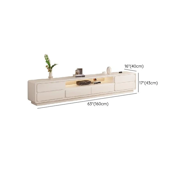 Meuble TV en bois à la mode avec 6 tiroirs et rangement ouvert pour la maison - L 160 x l 40 x H 43 cm