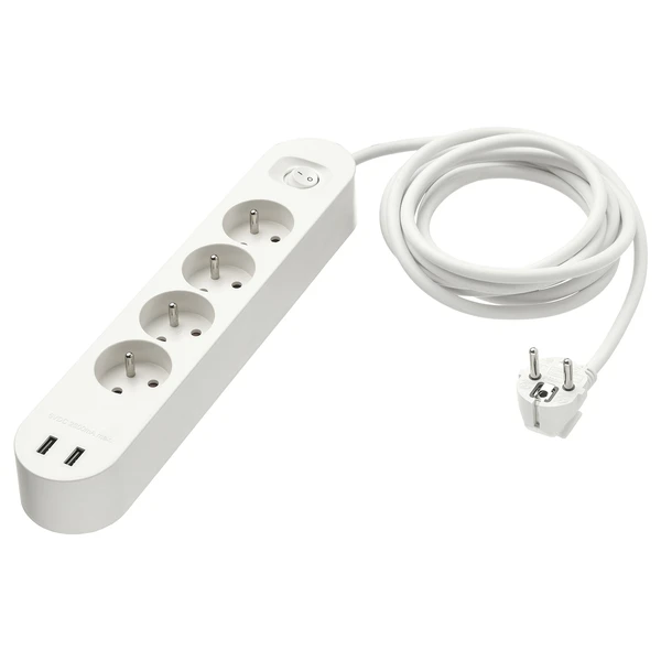KOPPLA Prise quadruple 2 ports USB - blanc 3.0 m