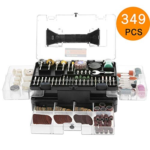 Outil Rotatif Multi-Usage, Meterk 349 Pieces Kit d'Accessoires Pour Outils Rotatifs Multi-Usage, Outil Multifonction Rotatif pour Découper, Poncer, Graver, Meuler, Nettoyer, Sculpter et Polir